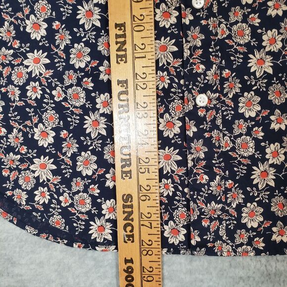 J.Crew‎ Secret Wash Shirting Floral Shirt Mens Small Navy Blue Orange Summer - Picture 5 of 5